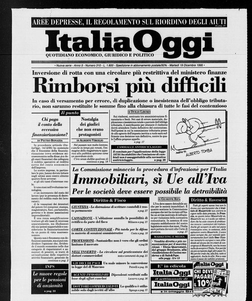 Italia oggi : quotidiano di economia finanza e politica